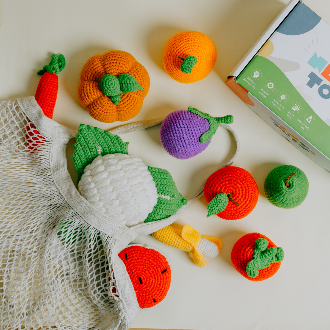 Crochet Fruits & Vegetable Toys | Play Food for Kids (10 Pcs)
