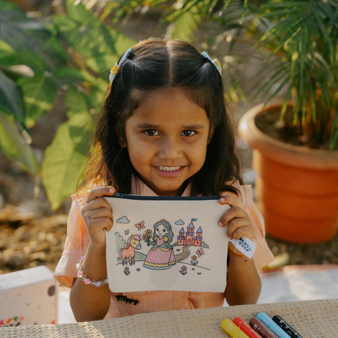 DIY Coloring Cotton Pouch for Kids  (Set of 4) – Princess Theme