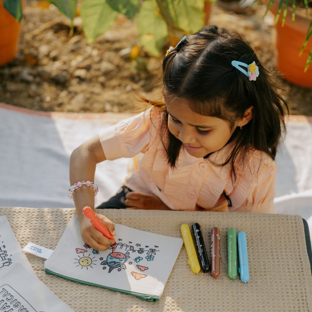 DIY Coloring Cotton Pouch for Kids (Set of 4) – Unicorn Theme